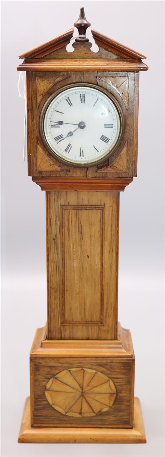 Inlaid miniature longcase clock with movement signed E.G.L.